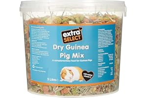 Extra Select Guinea Pig Food - Dry Muesli Mix with Concentrate Pellets, Flaked Maize, Grass Hay, Pea Flakes for Guinea Pigs with Vitamin C- Small Pet Feed - 5 Litre Tub