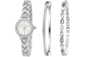 Clastyle Elegant Rhinestone Watch Set for Women Mother of Pearl Ladies Watch and Bracelet