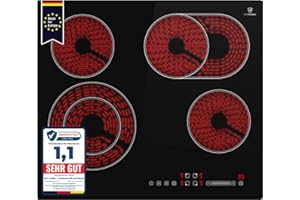 KKT KOLBE | Kochfeld Autark Glaskeramik 60 cm | 6,6 kW | 4 Zonen | 9 Stufen | Bräterzone | Dualkochzone | Rahmenlos | Touch Slider | Abschalt-Timer | CH5901RL