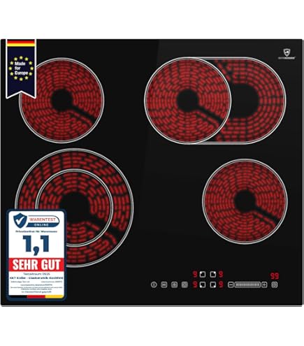 Table Induction Indu+ 750 Wok, 4 Foyers Dont 1 Wok, Noir, Vitrocéramique