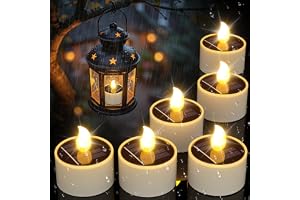PChero Solcellsuppladdningsbara ljus utomhus vattentät, 6 st LED elektriska värmeljus batteriljus flimrande för trädgård utep