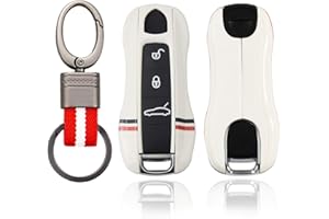 Kwak's Funda para Llave de Coche Compatible para Porsche Panamera 971 Cayenne 9YA Macan 911 718 Boxster Caso de la Llave del Coche Blanca Cubierta para Llave de Coche(Blanca-B Type)