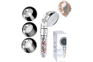 DAJOOEE Shower Head,4 Modes with Pause Button High Pressure Shower Head with Handheld,Chlorine & Flouride Filter,Helps Dry Skin & Hair Loss,Best Bathroom Accessories for Shower Experience (White)