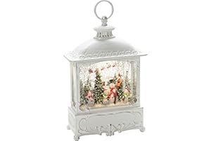 ‎KONSTSMIDE Konstsmide Wasserlaterne groß, 4 Schneemänner mit Vogelhaus, antique weiss, mit an/aus Schalter, 5h Timer, Antiqueweiß, batteriebetrieben, Innen, 1 warm weiße Dioden - 4396-200