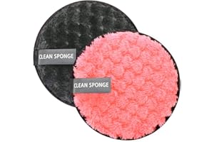LONSVTTU 2pcs Dischetti Struccanti Lavabili in Microfibra Tamponi Struccanti Riutilizzabili per Pulizia Tutti i Tipi di Pelle （nero + rosa）