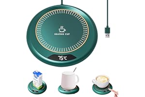 TEMOO Chauffe Tasse USB, Tasse Chauffante USB avec 3 Réglages De Température, Chauffe Tasse USB Bureau avec Arrêt Automatique De 8 Heures, Mug Chauffant pour Café, Thé, Lait, Bougies