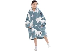 Tolaler Bluza z kapturem oversize, dla dzieci, ciepła i przytulna, dla dziewczynek, śliczny i modny wzór, bardzo duża, z elastycznymi ściągaczami (unisex)