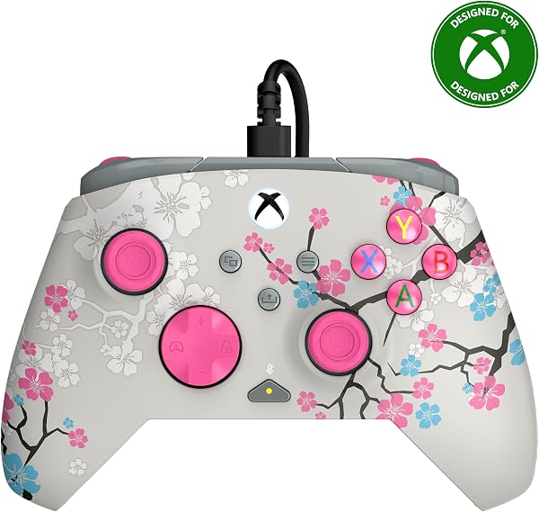 Turtle Beach Rematch Advanced Cherry Blossom Wired Gaming Controller for Xbox and PC – Glow, Officially Licensed by Xbox, Remappable Buttons, Hall-Effect Hair Triggers, 8ft Cable - 1
