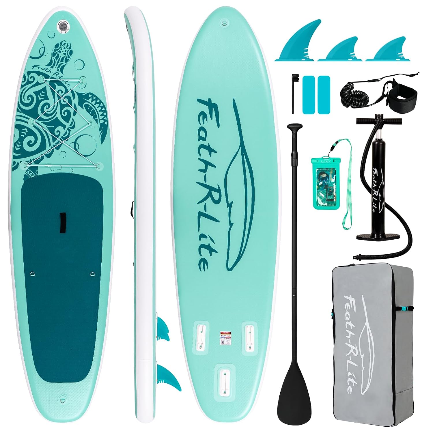 FEATH-R-LITE Gonfiabile Stand Up Paddle Board Ultraleggero - Accessori SUP: pagaia regolabile, pompa, zaino, leash, finlandese - Per tutti i livelli di abilità