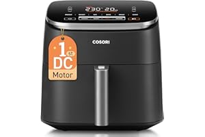 Cosori Freidora de Aire Turbo Blaze 6L, Air Fryer 9 in 1, co Motor DC 27dB, 46% Más Rápida, 30°C a 230°C, 9 funciones, 5 velocidades, 96% menos aceite, Suculenta y jugosa, apto para lavavajillas 1725W
