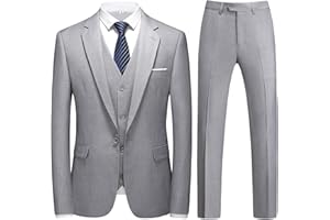 KUDMOL Costume Homme 3 pièces Mariage d'affaires Slim Fit Smoking à Un Bouton Men Suits 3 Piece pour Fête Confort Blazer Veste et Pantalon Gilet