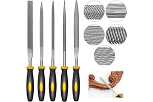 KKVOGMLE Hochwertiges Feilen Set 5 tlg, Feilensatz Set Feilenset inkl Flachfeile Halbrundfeile Rundfeile, Feilenset für Holz und Metall Werkstatt Heimwerken