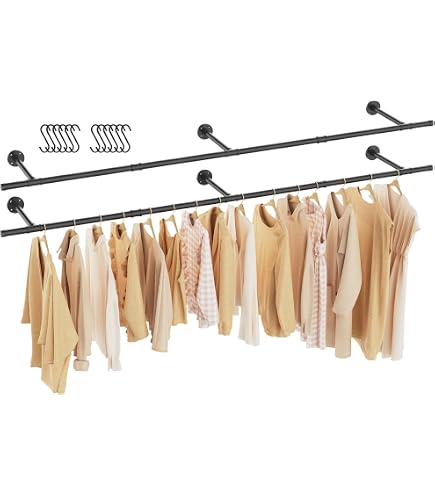 Espositore A Parete Per Abiti, Barra Porta Abiti Dorata, 120-250 Cm, In Metallo, Per Negozio O Camera Da Letto