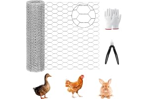 Sexkantigt nät, kan skäras till, 0,35 m x 5 m, nätstängsel sexkantigt nät, förzinkad, nätnät, sexkantsnät nät, nättråd, utrustad med tång och handskar