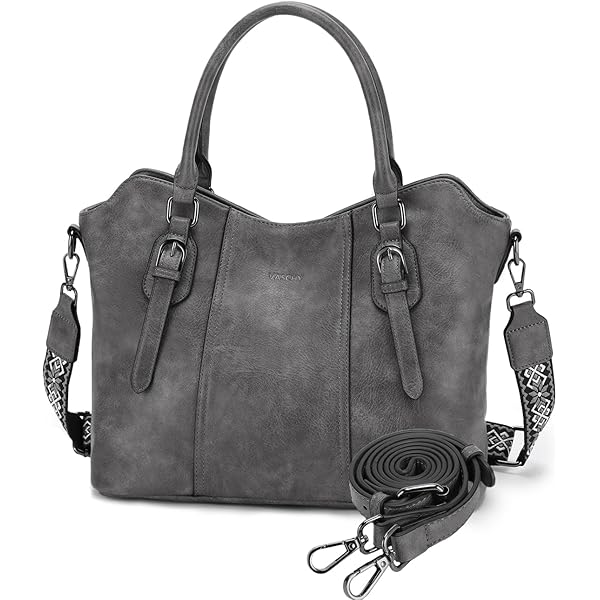BAIGIO Hobo tassen voor vrouwen grote capaciteit schouder crossbody top-handle tassen vintage tote suède lederen handtassen met verstelbare schouderriem voor werk school reizen winkelen zwart, A-Grijs