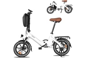 Bodywel T16PRO Bicicleta Eléctrica Plegable, 14" Mini E-Bike, 4.5 Pulgadas Pantalla LED, Batería 36V/7.8Ah, Frenos de Doble Disco y Suspensión Delantera