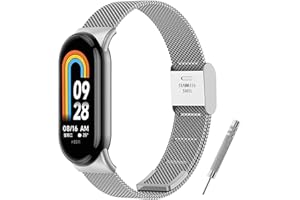 BANGTING Bracelets Acier Compatible avec Xiaomi Mi Band 10/9/8, Bracelet Metal de Remplacement pour Mi Band 10/9/8