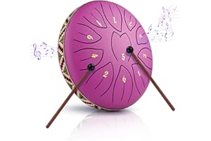 SUNOWL Steel Tongue Drum, 6 Pollici 11 Note Handpan Strumento Musicale Impostata, Portatile Tamburo del Handpan in Acciaio, Strumento a Percussione per Meditazione, Yoga, Guarigione del Suono