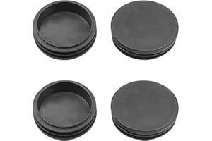 MroMax 60mm Round Tubing Plug, 4pcs Cap End Ducting Cap for Handrail Stair Guardrail Tube Black
