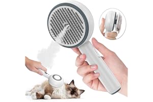 HATOLOVE Katzenbürste Kurzhaar, Katzenbürste mit Einem Knopf, Haustier Bürsten, Selbstreinigende Fellbürste Katze für Langhaar und Kurzhaar zum Entfernen Losem Fell und Schmutz