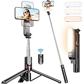 &Ccedil;ıkarılabilir Dolgu Işıklı Sabit Selfie &Ccedil;ubuğu Tripod, iPhone, Samsung, Huawei, Sony ve Diğer Akıllı Telefonlar i&ccedil;in Kablosuz
