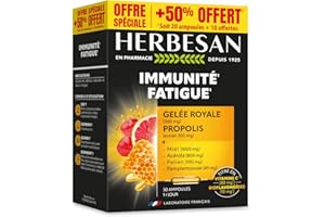 HERBESAN®- COMPLEXE VITALITÉ - Défenses immunitaire - Miel, Gelée Royale, Acérola, Pollen, Pamplemousse, Propolis - 30 ampoules de 10ml