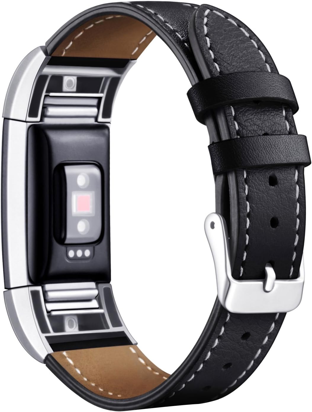 Mornex Correa de Cuero Genuino Compatible Charge 2, Correa Ajustable Correas de Recambio Pulseras Pulsera Banda de Actividad Física con Conectores de Metal