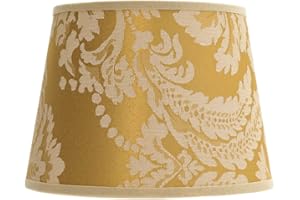 LICHT-ERLEBNISSE Abat-jour E14 Ø19,5cm en tissu marron doré motif floral conique pour lampes de table look vintage abat-jour de remplacement pour lampes de chevet