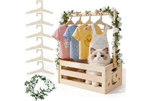 Trä baby shower låda klädhängare praktisk baby med handtag, barnklädhängare och girlang – förvaringslåda bambu dekorationslåd