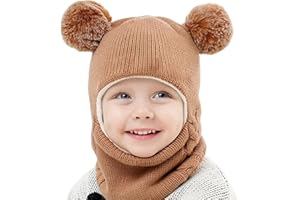 Balakaka 3 in 1 Cappello Bambino Sciarpa Inverno Berretto Scaldacollo Set Scaldacollo Set Invernale Unisex Cappello con Orecchie da Orso Bambini Cappello