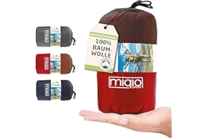 Miqio 2in1 Drap de Sac de Couchage Coton avec Fermeture Éclair Continue (Joignable): Confort Léger Sac de Couchage et Couverture de Voyage XL en Un - Sac de Couchage d'É té Doublure Drap Intérieur
