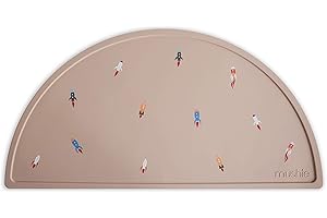 Mushie Silicone Placemat for Kids | Non-Slip Design | Material: Food-Grade Silicone | Easy-to-Clean & Stain Resistant | BPA & Phthalate Free (Rocket)
