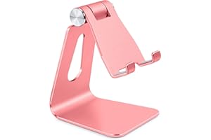 Bidponds Support de téléphone portable réglable en alliage d'aluminium, support de téléphone de table, station d'accueil de téléphone de bureau, support pour smartphone, or rose