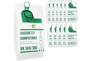 DIERRESTORE 6 Sacchetti Microfibra Compatibili Folletto VK140 e 150 | Alta Filtrazione a 5 Strati | 1 Anno di Fornitura | Resistenti, Anti-Strappo, Massima Capacità, Massima Filtrazione