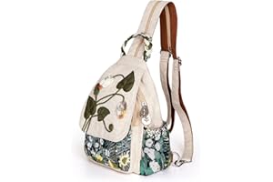 Auluda Borsa a tracolla convertibile da ragazza, zaino artigianale artigianale, bellissimo zaino casual premium in tela per donna