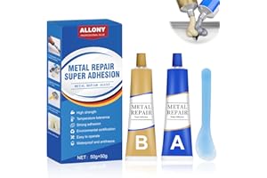 Allony Bicomponente per Metalli, Stucco Metallico, Metallo Liquido, Resistenza Alle alte Temperature, Adatto per la Riparazione di Acciaio Inossidabile, Alluminio e Altri Adesivi per Saldatura - 100g