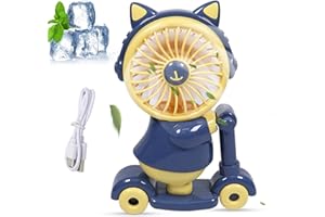 Qunkun Handventilator Kinder, Table Fan USB, Tisch Ventilatoren Skateboard-Form, Kleiner Ventilator Cartoon Klein Leise, Handheld Fan für Büro Zuhause Outdoor (Blue)