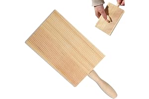Yuemuop Palette en Bois de Gnocchi, 21,5X8,5 cm Gnocchis au Bois, Planche Faîtage Inclinée, Gnocchi Planche À Pagaie pour Cuisine Maison Nouilles Outil Kaki