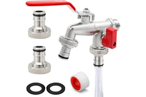 AERZOUSER Aqua Control G6354 Robinet de Jardin Premium à Double Sortie 1/2" - 3/4" Pinceau, Laiton, Argent