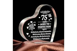 CheriGift 75th Birthday Gifts for Women or Men, Personalized 75th Birthday Keepsake Acrylic Plaque, 75th Birthday Gifts Mum,Dad, Auntie, Wife, Friends, Happy 75 Years Old Gifts for Her
