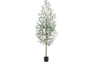 FSOHOI Albero di Ulivo Artificiale 180cm Pianta Artificiale Indoor, Pianta Finta in Vaso, Albero Artificiale Resistente ai Raggi UV Verde Decorazione Casa Camera da Letto Balcone (1, Vaso Nero)