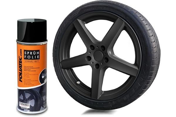 FOLIATEC Film pulvérisable pour jantes de voiture, peinture en aérosol, pelable, bonne couvrance, Noir Mat, 1 x 400 ml