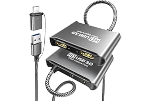 BYTEWAVE 4K HDMI Video Capture Card with Loop-out, 1080P 60Hz USB 3.0 Game Capture Card for Streaming & Recording with Fixed Cable - Compatible with Nintendo Switch/PS5/PS4/Xbox/PC/Camera/OBS - Grey