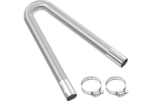 URAQT Exhaust Pipe Parking Heater 60cm Stainless Steel Exhaust Pipe Car Exhaust Pipe with 2 Stainless Steel Clips for Diesel Heater