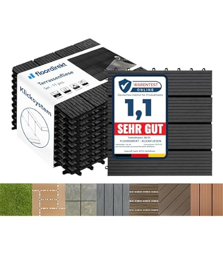 Floordirekt WPC-tegels, 60 x 30 cm, 2 m² = 11 terrastegels