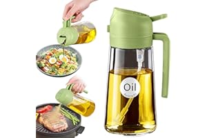 YARRAMATE Spruzzino Olio per Friggitrice Aria 2 in 1, 470 ml Dosatore Bottiglia e Oliera Spray da Cucina, Accessori Nebulizzatore per Alimenti e Spruzzatore (Verde)