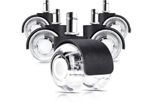 ShowyLive Ruote Sedia Ufficio Parquet IKEA 10mm x 22mm, Silenzioso Liscio Adatto Legno Tappeti, Set di 5 Rotelle Sedia Ufficio