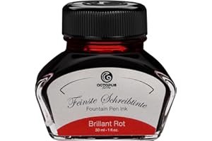 Octopus Fluids Encre de stylo-plume en verre d'encre, Encre d'écriture pour stylo plume, Stylo-plume encre Rouge brillant 30ml encrier, Encre de calligraphie