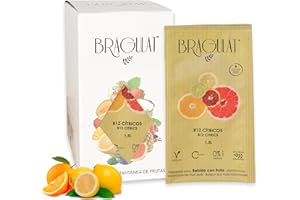 BRAGULAT | Bebida con B12 y Citrics | Bebidas y Refrescos Instantáneas en Polvo | Saborizantes Sin Azucar y con Vitamina C y B12 | Agua con Sabor a Limón, Naranja y Lima | 15 Sobres
