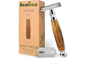 Rasoir de Sécurité avec Manche en Bambou | Rasoir de Sûreté | Traditionnel & Durable | Respectueux de l’environnement | Bambaw